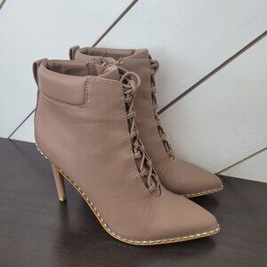 NEW BCBGeneration Taupe Hinna Women's Size 6.5 Lace-Up Stiletto Ankle Bootie 6PT